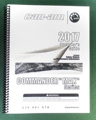 2017 Can-Am Commander MAX 800R DPS Owner’s Manual: 171 Pages & Clear Covers!