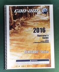 2016 Can-Am Renegade 850 Owner’s Manual: 180 pages & protective Covers!
